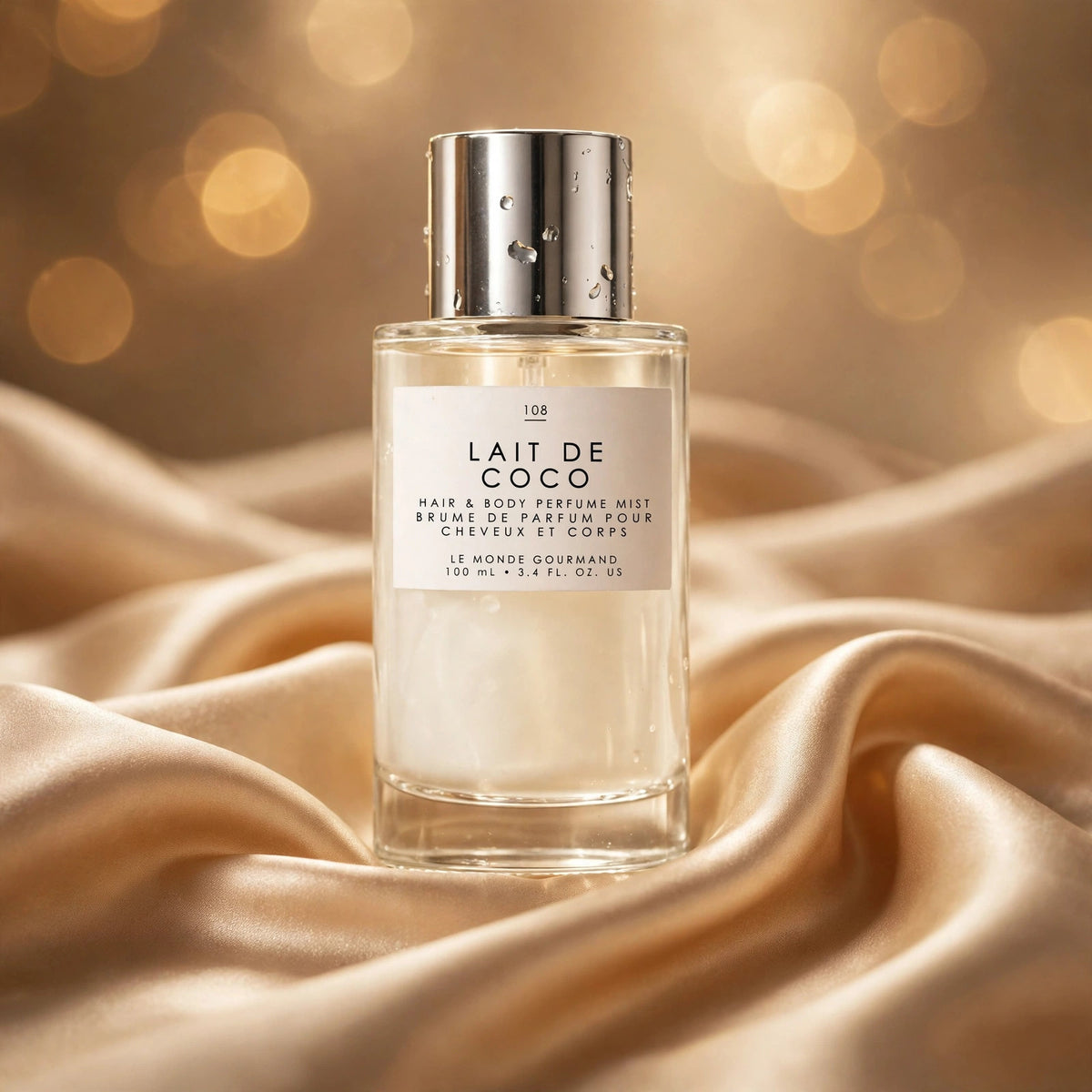 Le Monde Gourmand Lait de Coco Hair & Body Mist 100ml on champagne silk - view 2