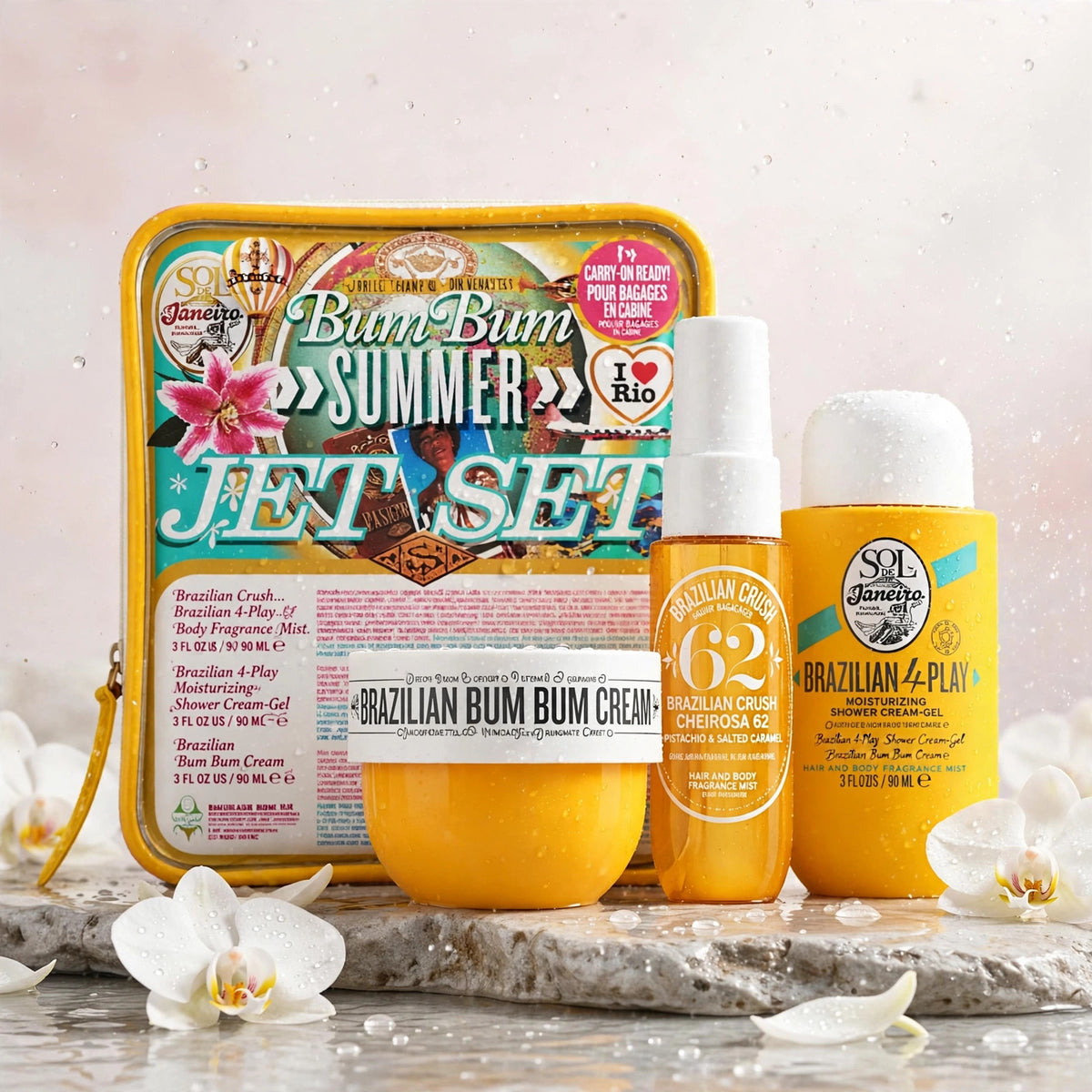 Sol de Janeiro Brazilian Bum Bum Jet Set - white spa orchids + water droplets
