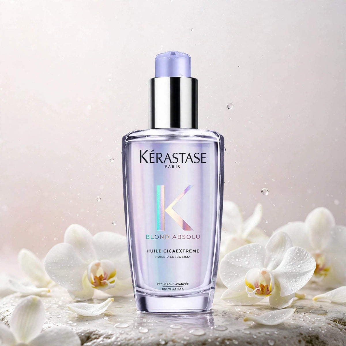 Kérastase Blond Absolu Huile Cicaextreme 100ml — product with white orchids in spa setting