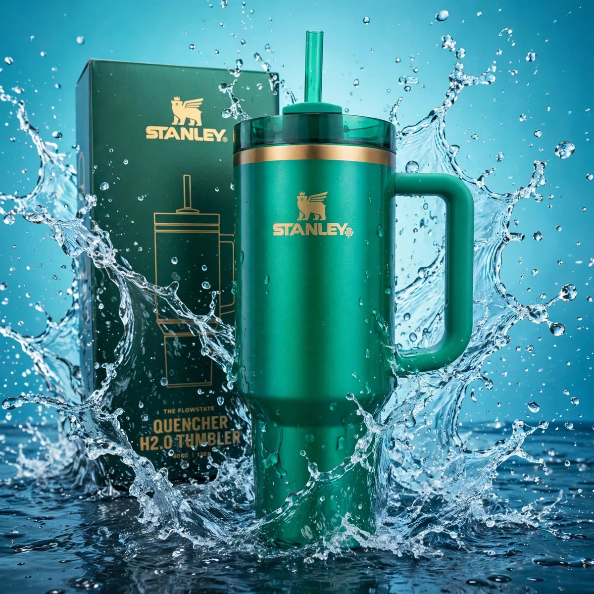 Rare 40oz Green Chorma The Flowstate Quencher H2.0 Tumbler NI - splash