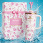 Stanley x LoveShackFancy 40oz Ribbon Rosa FlowState H2.0 Tumbler, White and Pink - splash