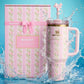 X Love Shack Fancy 40 Oz Quencher Tumbler – Blooming Heirloom Edition - splash