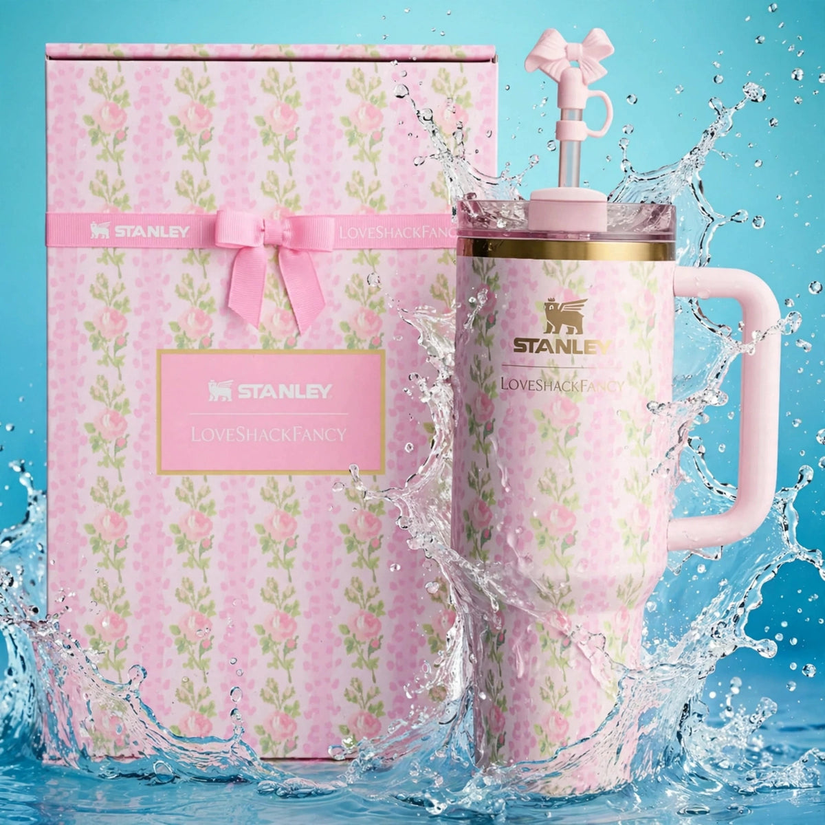 X Love Shack Fancy 40 Oz Quencher Tumbler – Blooming Heirloom Edition - splash