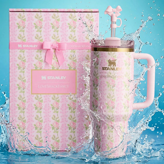 X Love Shack Fancy 40 Oz Quencher Tumbler – Blooming Heirloom Edition - splash
