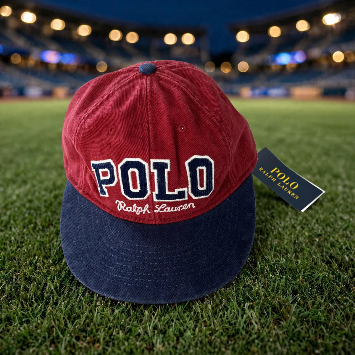 Polo Ralph Lauren Men’s Baseball Cap Adjustable Red with black polo - stadium