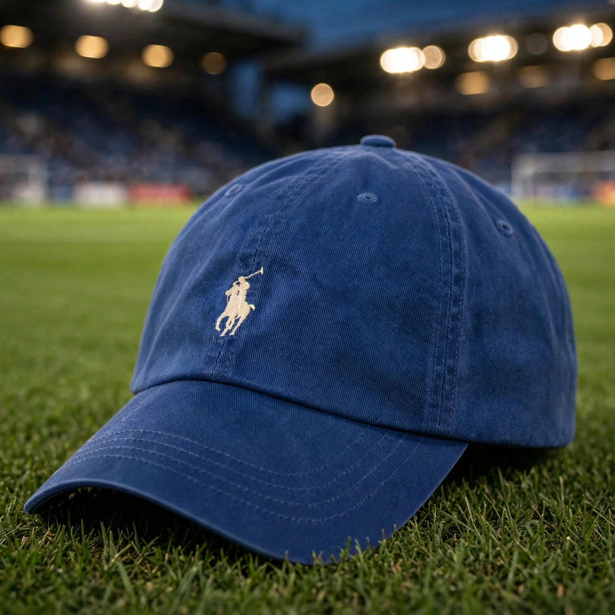 Polo Ralph Lauren Men’s Baseball Cap Adjustable Royal blue with cream  - stadium