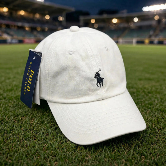 Polo Ralph Lauren Men’s Baseball Cap Adjustable White with black polo - stadium