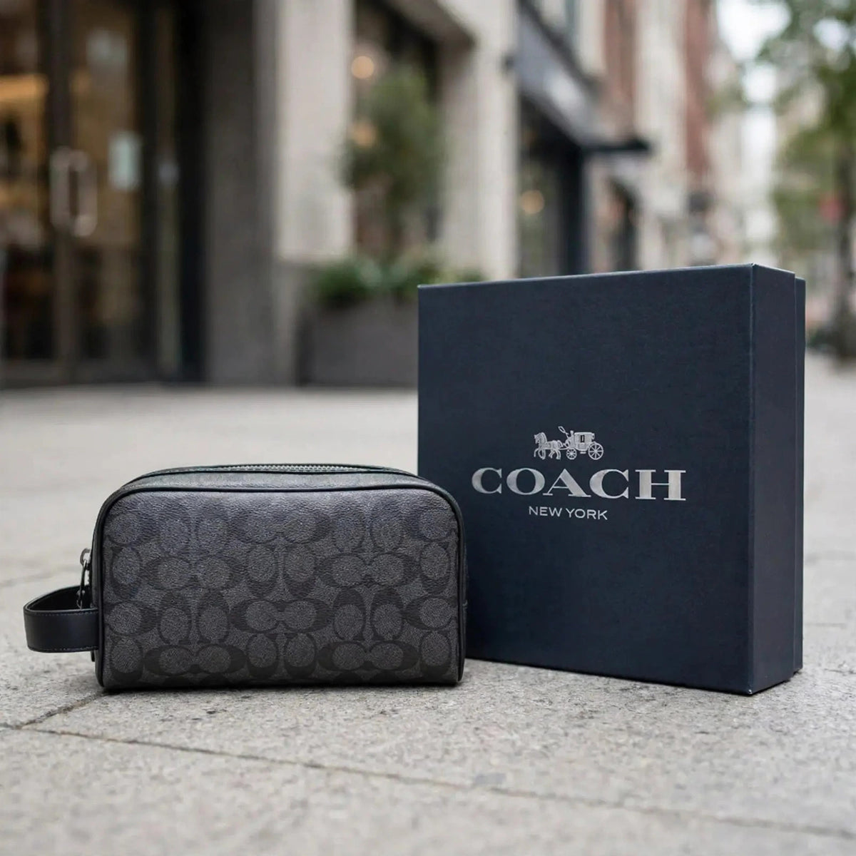COACH Men's Travel Organizer Double Zip Embossed Signature - street