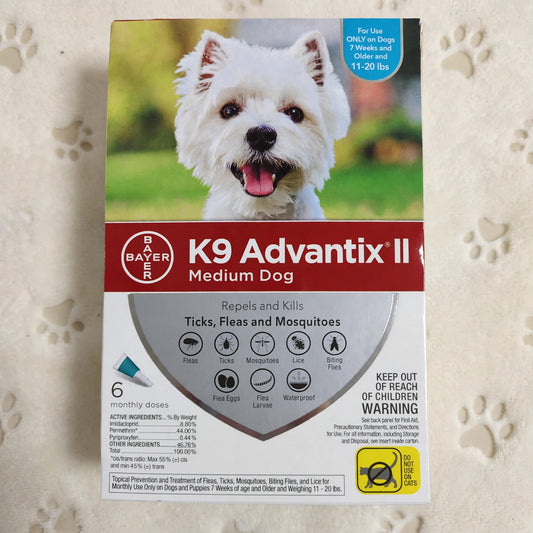 K9 Advantix II Flea and Tick Treatment for Medium Dogs 11-20lbs ,6 Dos - studio