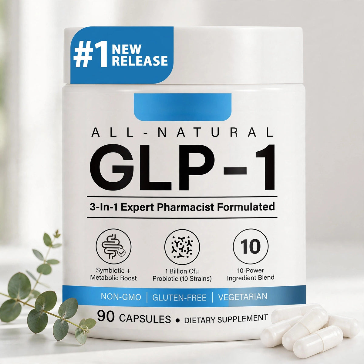 GLP-1 Weight Loss Fat Burner - 90 Capsules - Choline, Chromium, MCT, L - studio