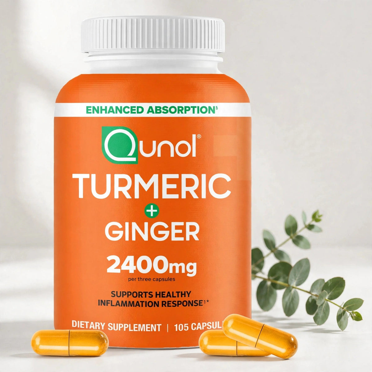 Qunol Turmeric Curcumin 2400mg w/ Black Pepper & Ginger | 105 Ct - studio