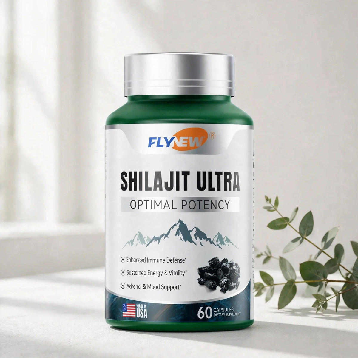 Flynew Shilajit Ultra Potency with L-Arginine, 60 Capsules - studio