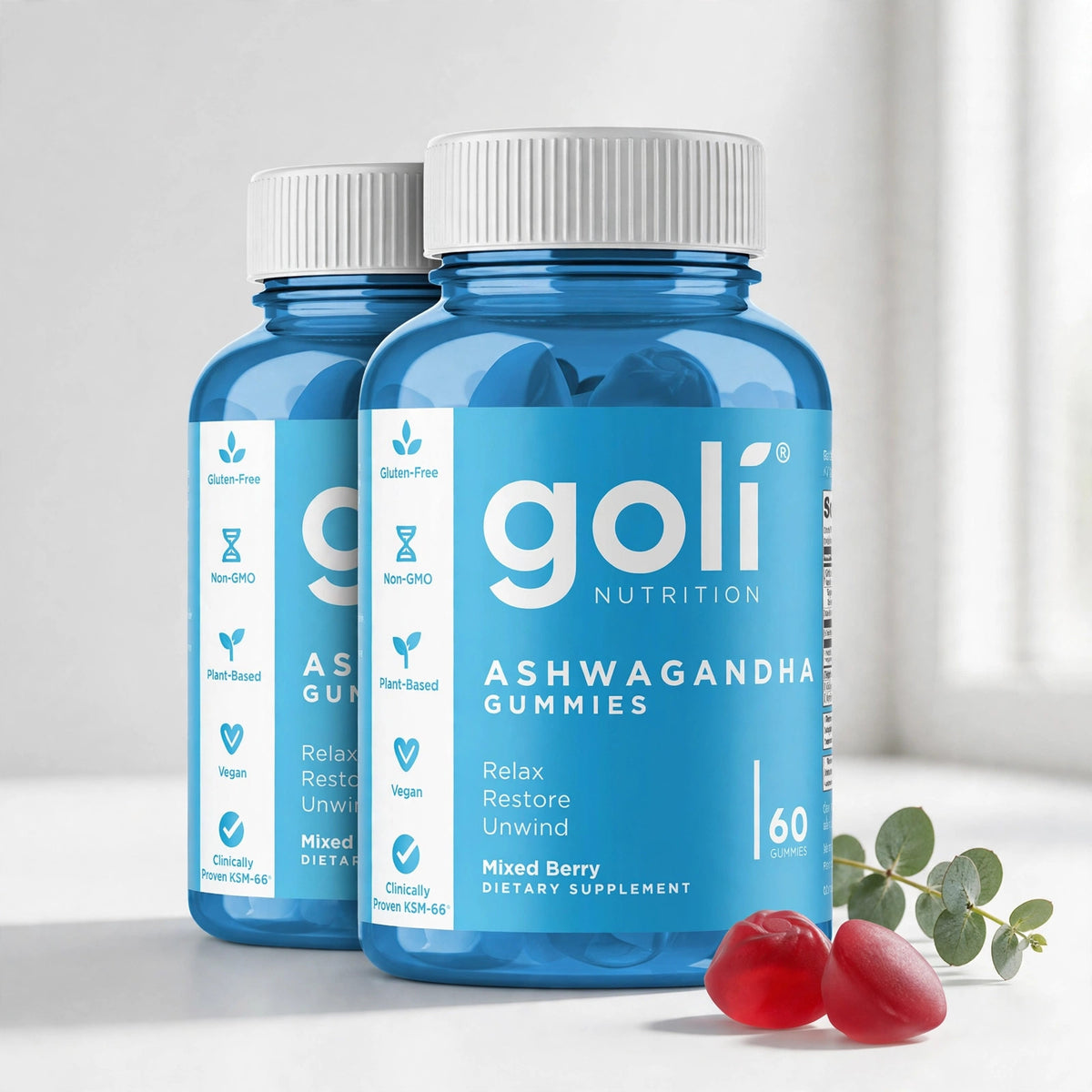 Goli Nutrition Ashwagandha Gummies, Mixed Berry, 60 Ct - studio