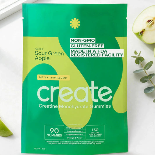 Creatine Monohydrate Gummies for Men & Women (Sour Green Apple, 90 ct) - studio