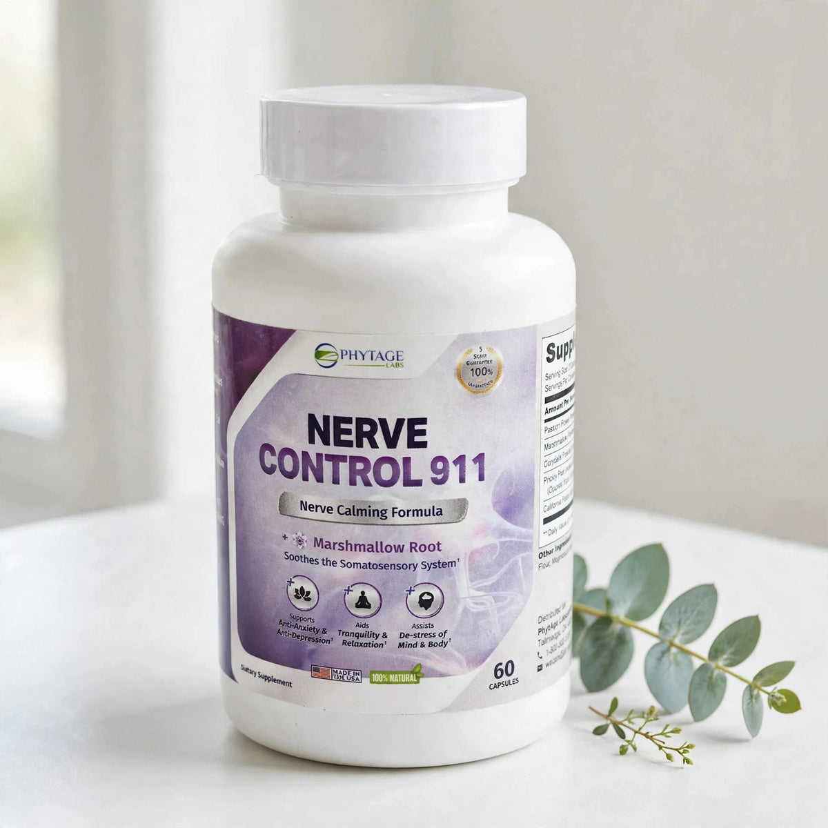 Phytage Labs Nerve Control 911, 60 Capsules - studio