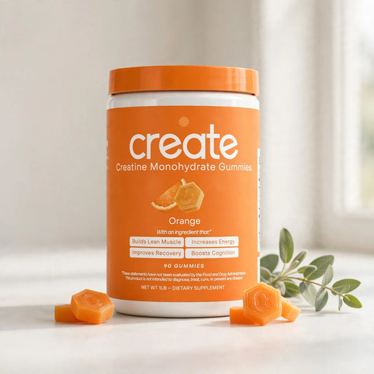 Create Creatine Monohydrate Gummies for Men & Women: Strength, Orange  - studio