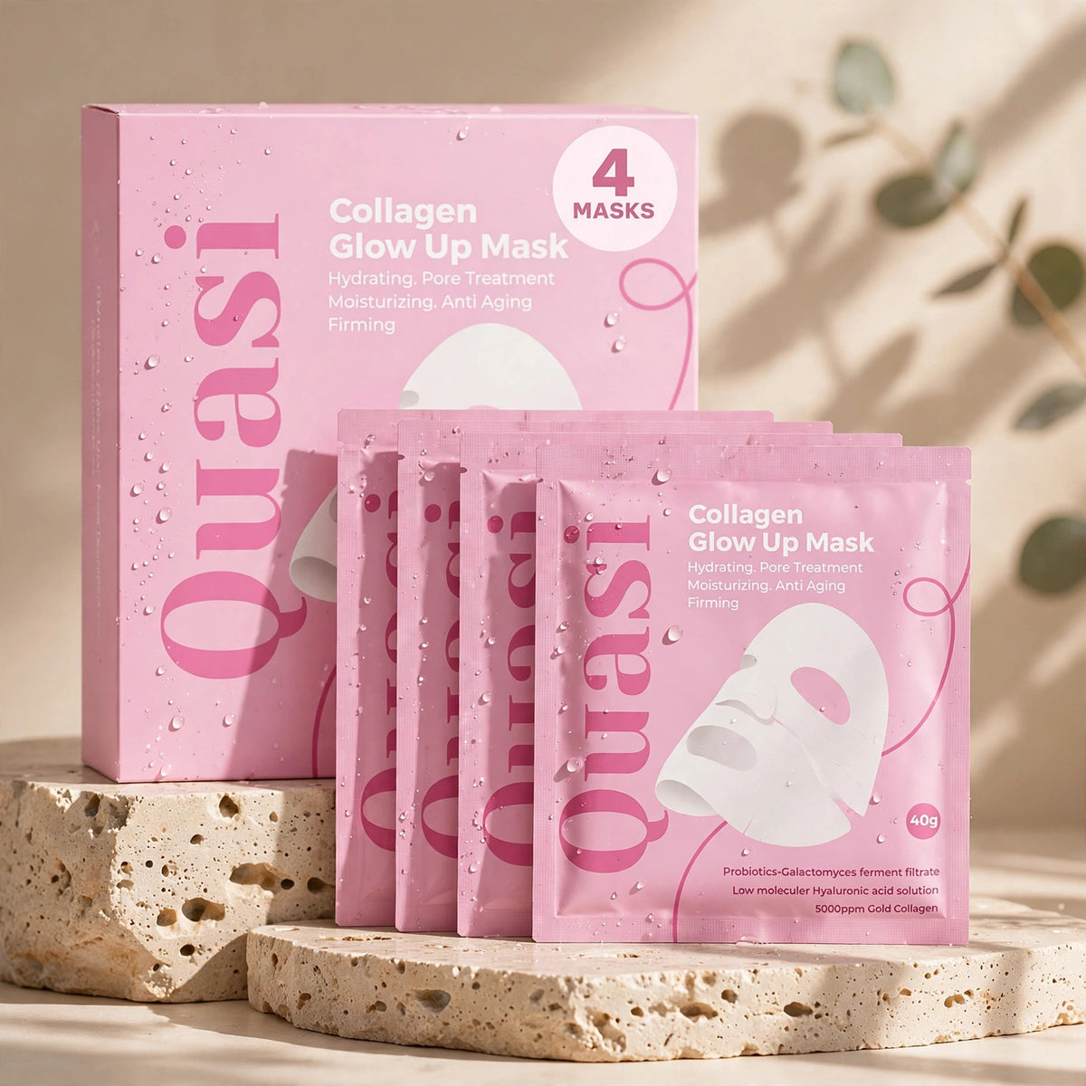 QUASI COLLAGEN GLOW UP MASK 4 PCS - travertine