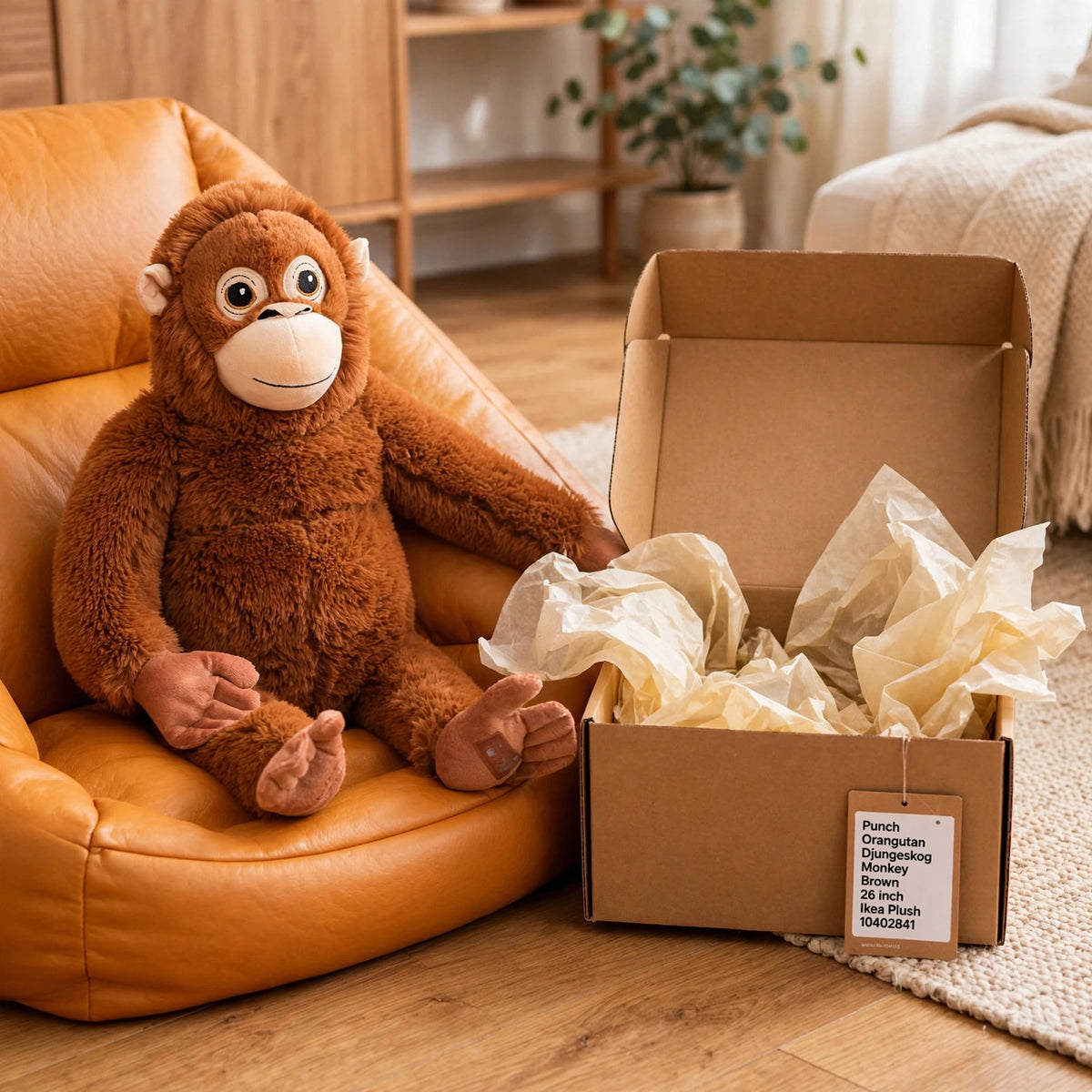 Punch Orangutan Djungeskog Monkey Brown 26 inch Ikea Plush 10402841 - unbox