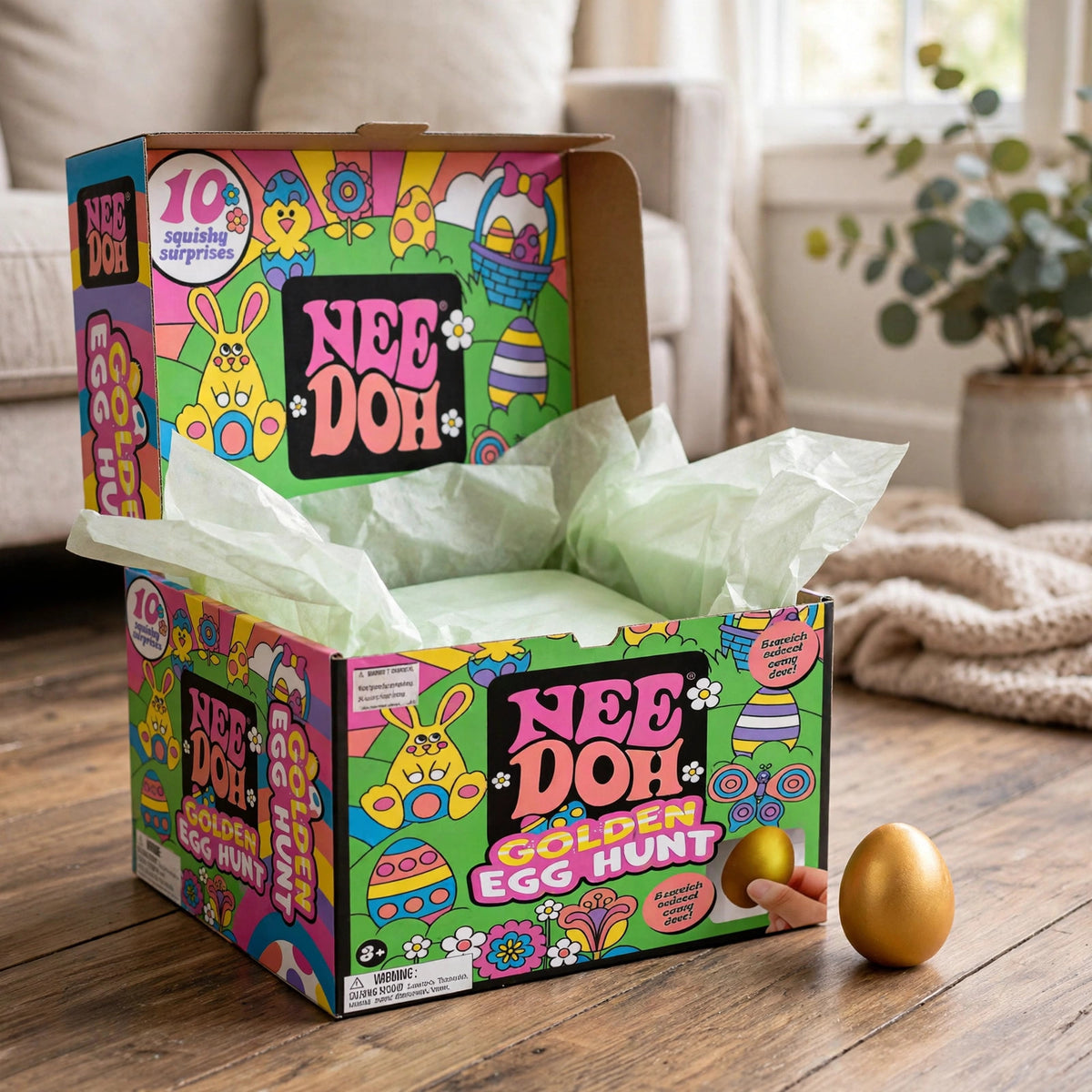 NeeDoh Golden Egg Hunt - Sensory Squeeze Toy Pudding Set random color - unbox