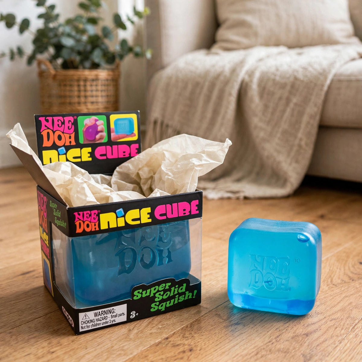 Nice Cube BLUE Sensory Squeeze Toy with Super Solid Squish random colo - unbox
