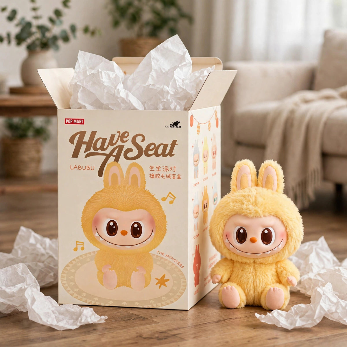 The Monsters Have a Seat pack of 6 Plush Blind Box Sealed Labubu china - unbox