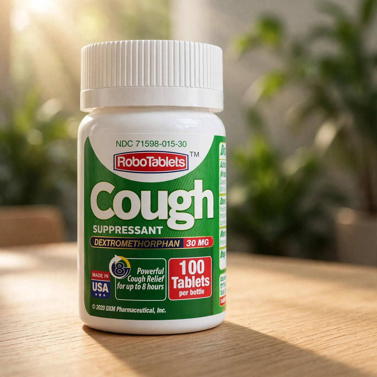 Cough Suppressant 100 Tablets 30mg Dextromethorphan HBr - wood