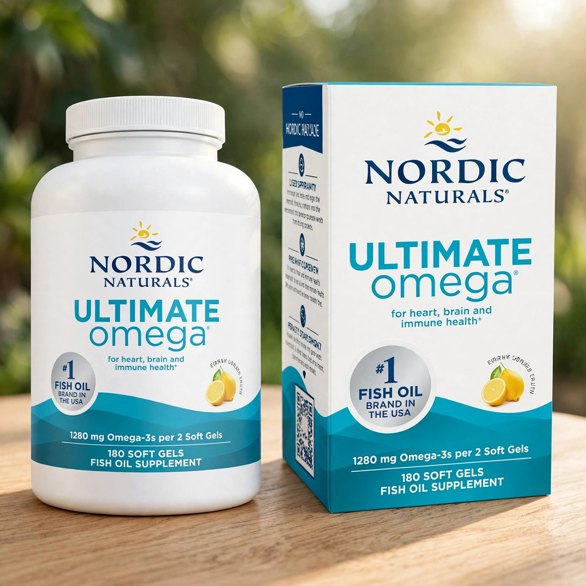 Nordic Naturals Ultimate OLemon 1280mg 180 Soft Gels Fish Oil - wood