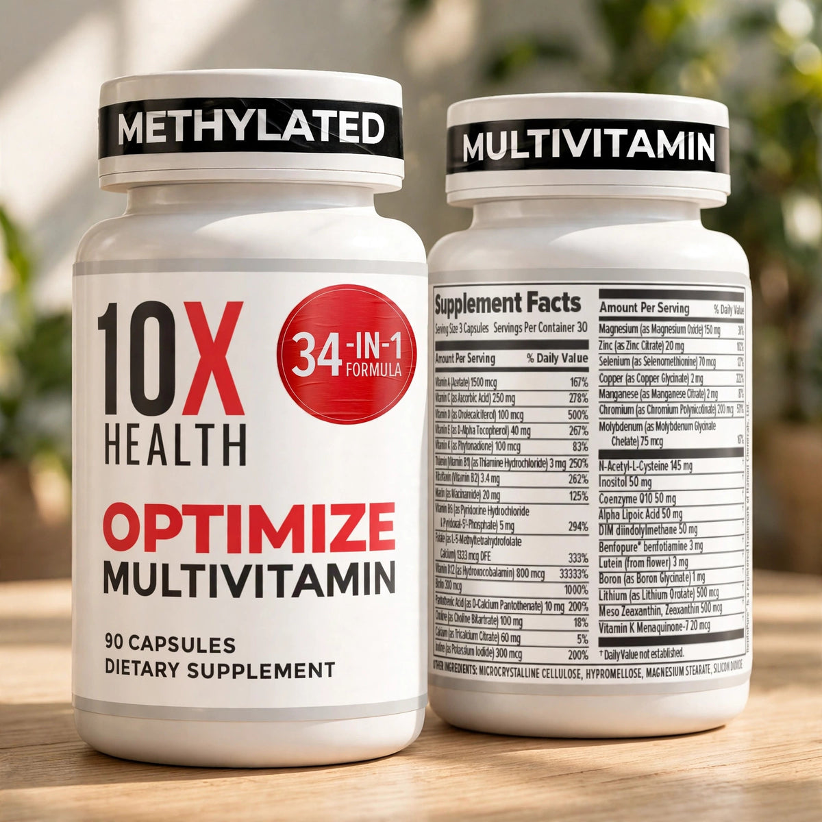 10X Health Optimize Methylated Multivitamin 90 Capsules - wood