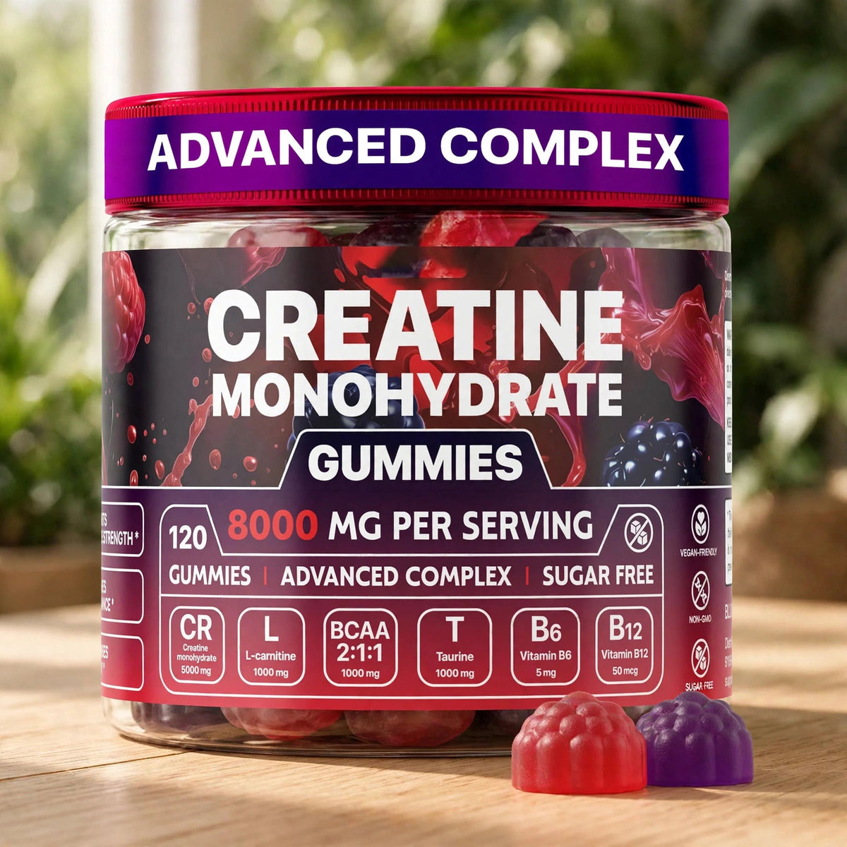 Create Creatine Monohydrate Gummies for Men & Women Boost Focus Streng - wood
