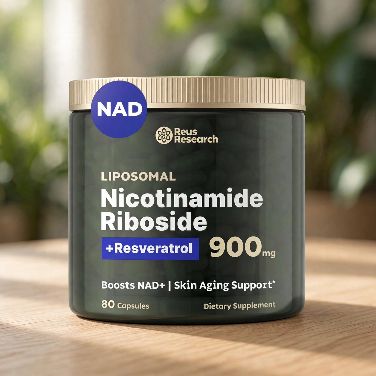 Reus Research Liposomal Nicotinamide Ribosode +Rasveratrol 900mg - wood