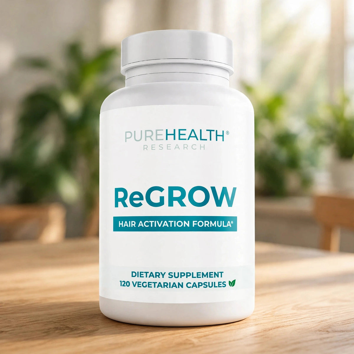 ReGrow Hair Growth Vitamins with Biotin, Hair Supplement by PureHealth - wood