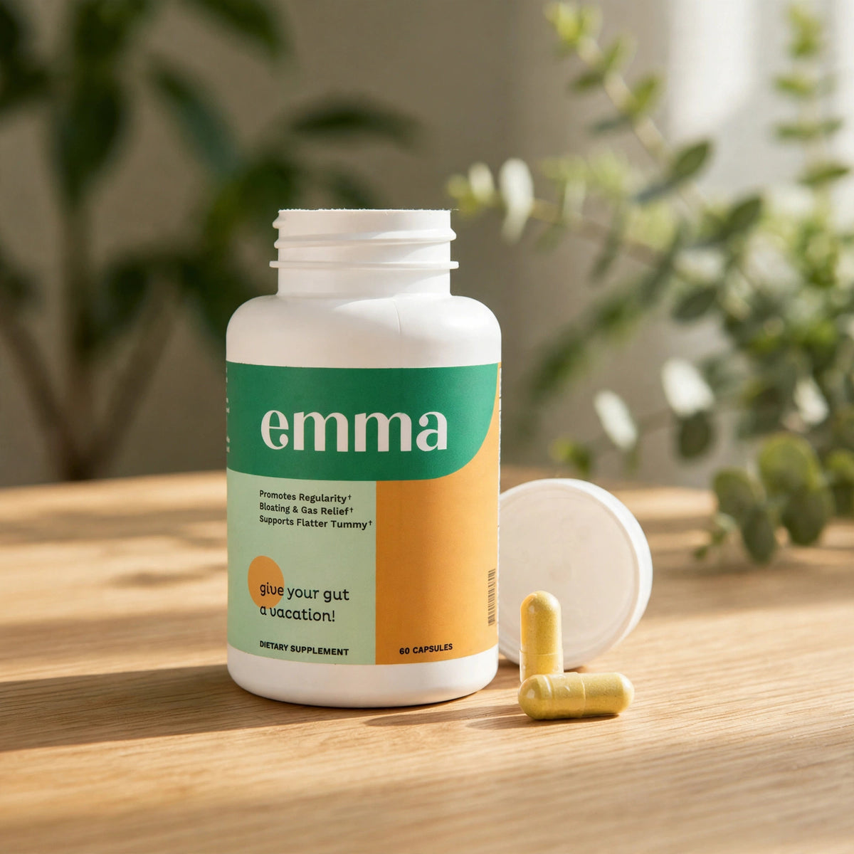 Emma Relief Supplement Konsciens Keto for Gut Bloating 60 Capsules - wood
