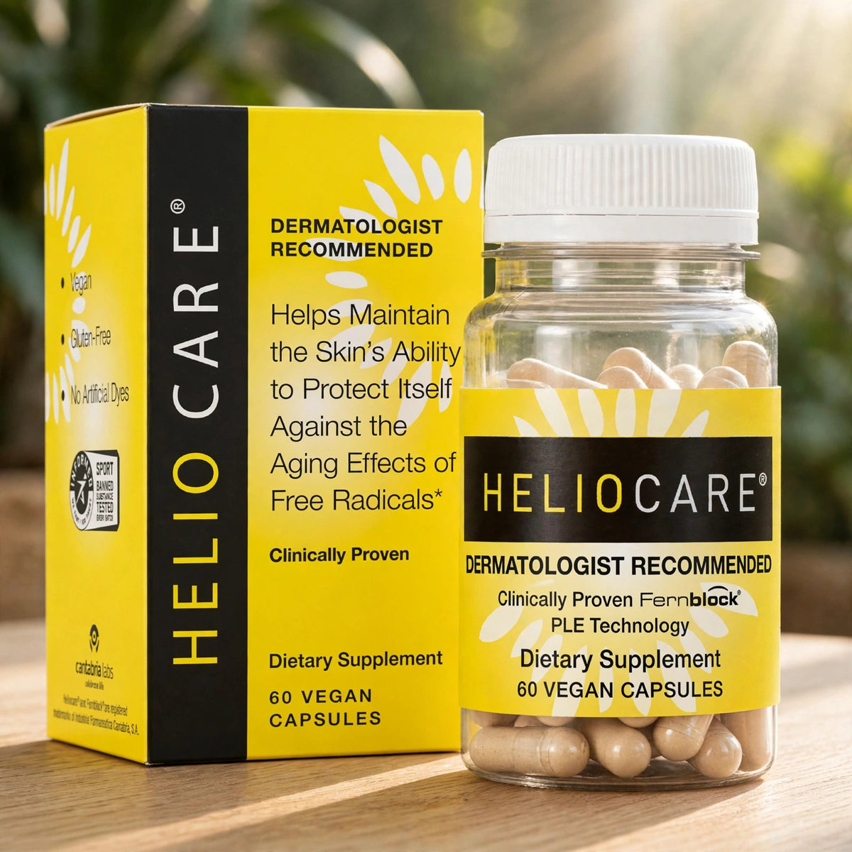 Heliocare Skin Care Dietary Supplement 60 Vegan Capsules - wood