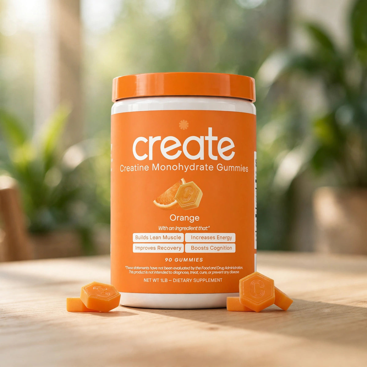 Create Creatine Monohydrate Gummies for Men & Women: Strength, Orange  - wood
