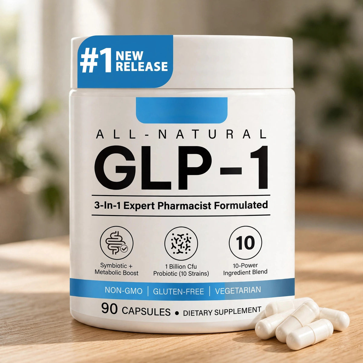 GLP-1 Weight Loss Fat Burner - 90 Capsules - Choline, Chromium, MCT, L - wood