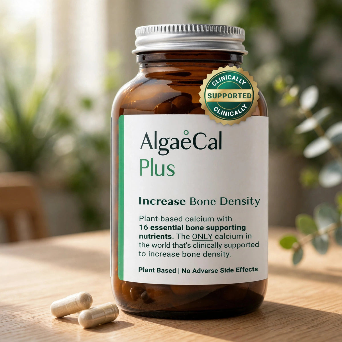 ALGAECAL Plus - Plant Based Calcium Supplement- Vitamin D3 (720 mg) - wood