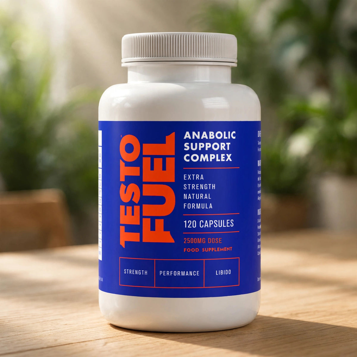 Testo Fuel - #1 Best Testosterone Test Booster for Men 120 Capsules -  - wood