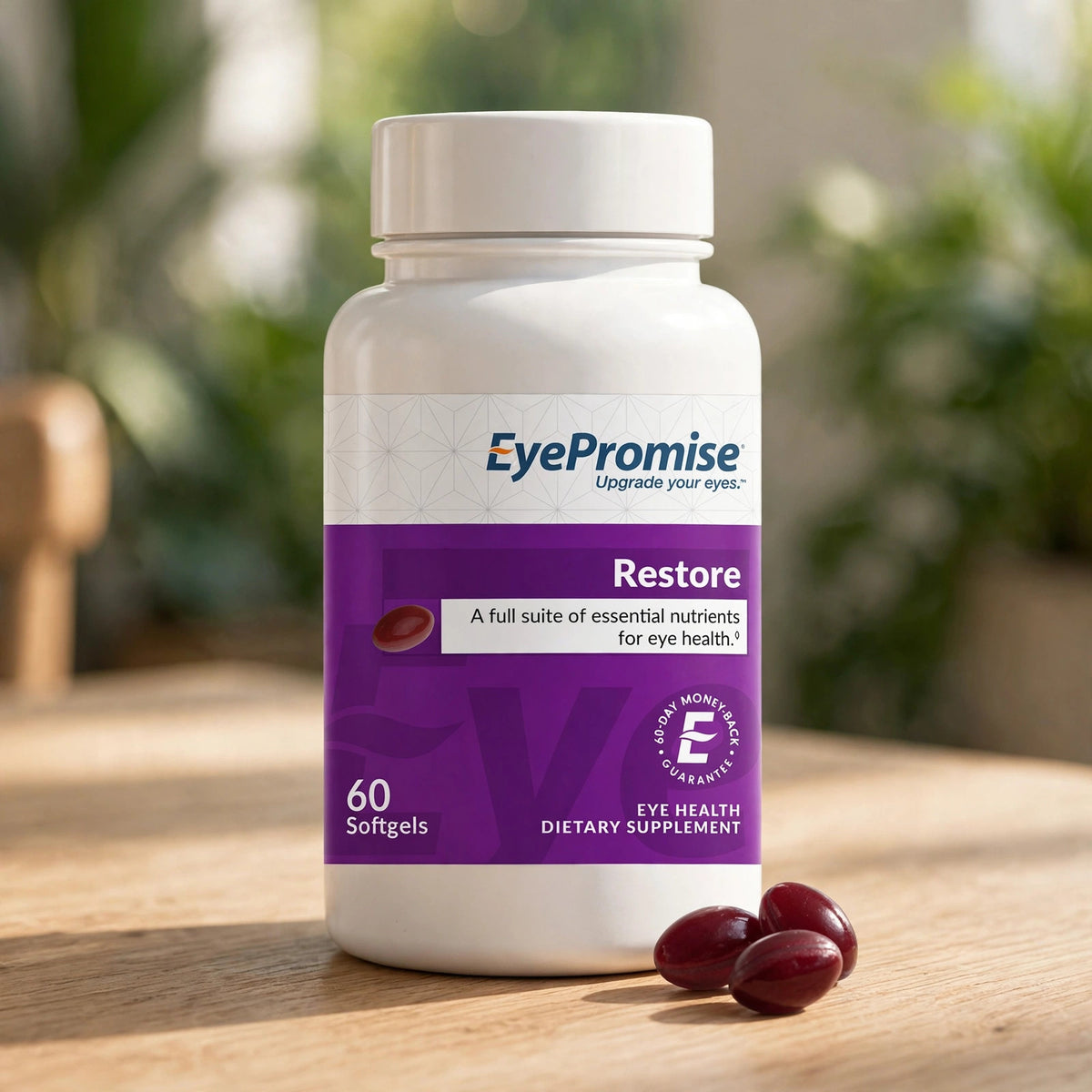 EYE PROMISE Restore Eye Supplements - 60 Softgels - wood
