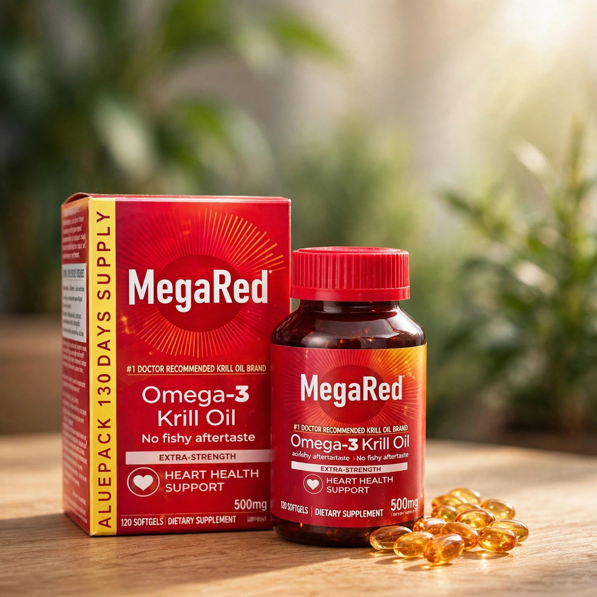MegaRed Omega-3 Krill Oil, 120 Softgels - wood