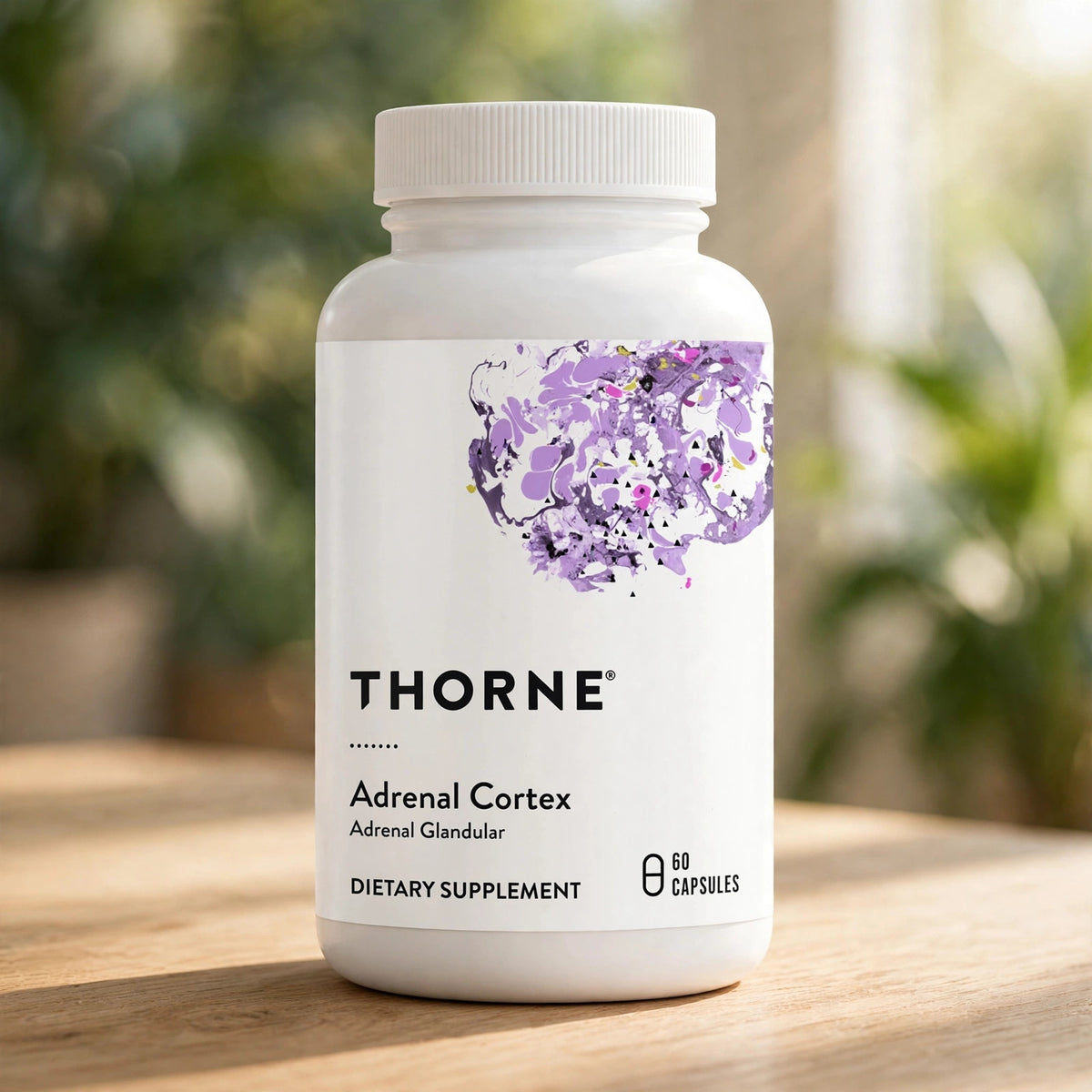 THORNE Adrenal Cortex, Bovine Adrenal Glandular Supplement, 60 Capsule - wood