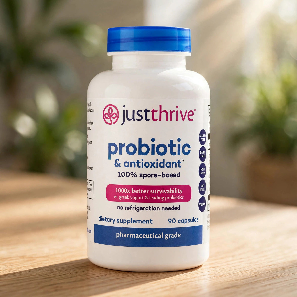 Just Thrive Probiotic & Antioxidant Supplement - 100% Spore-Based Dige - wood