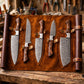 Wildrose - Damascus 5 Piece Chef Knife Set and Leather Roll - workshop