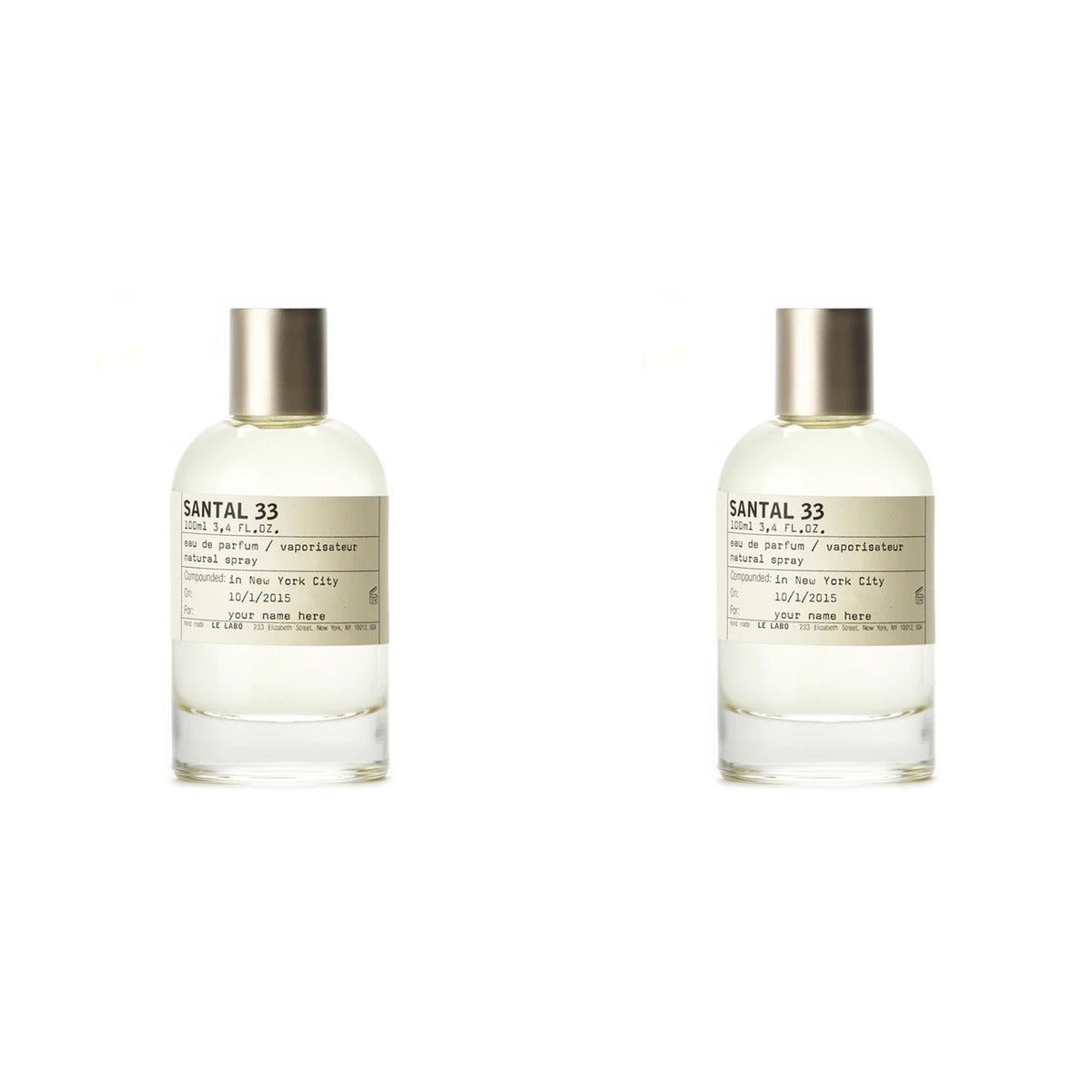 Le Labo Santal 33 EDP 3.4oz - Duo - 2 Bottles (10% OFF)