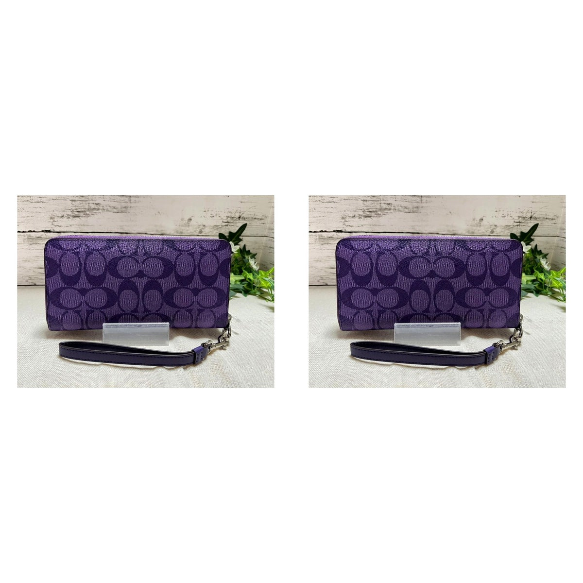 Coach Zip-Around Long Wallet with Strap Purple - Duo - 2 Pieces (10% OFF)