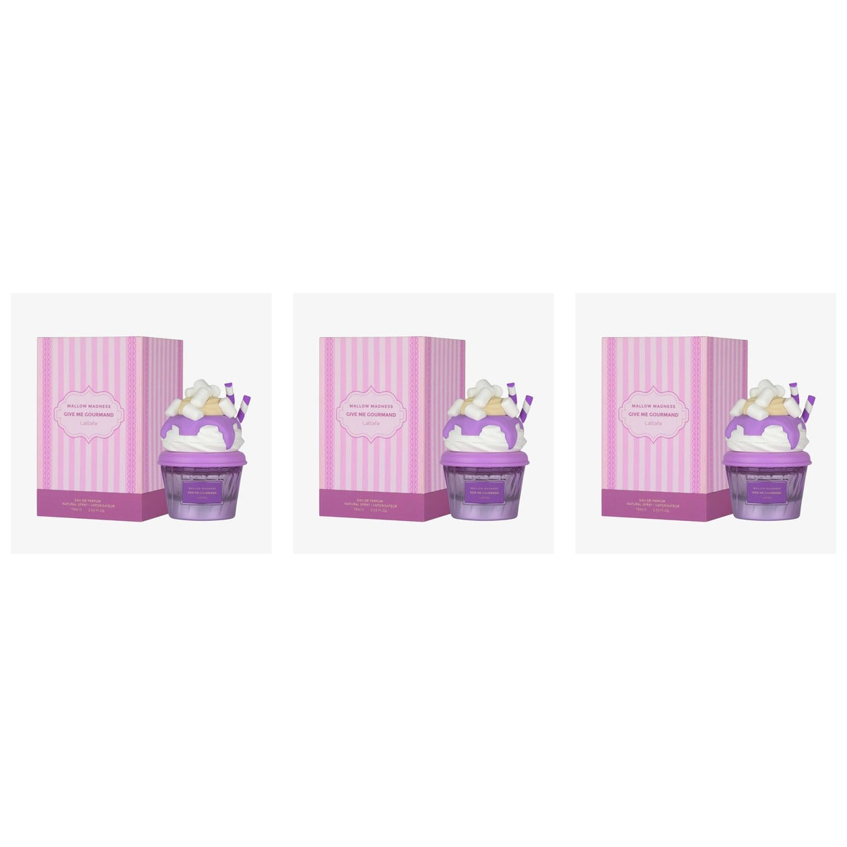 LATTAFA GIVE ME GOURMAND MALLOW MADNESS EDP WOMEN 75ml - Trio - 3 Bottles (20% OFF)