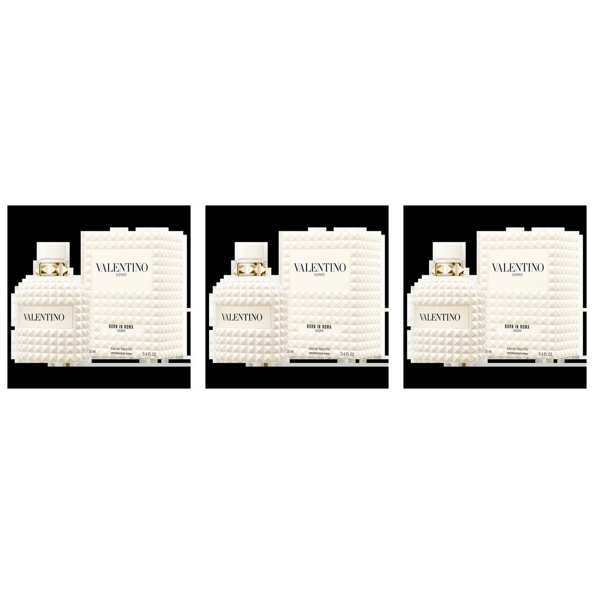 NEW VALENTINO UOMO BORN IN ROMA IVORY EDT . 100ml - Trio - 3 Bottles (20% OFF)