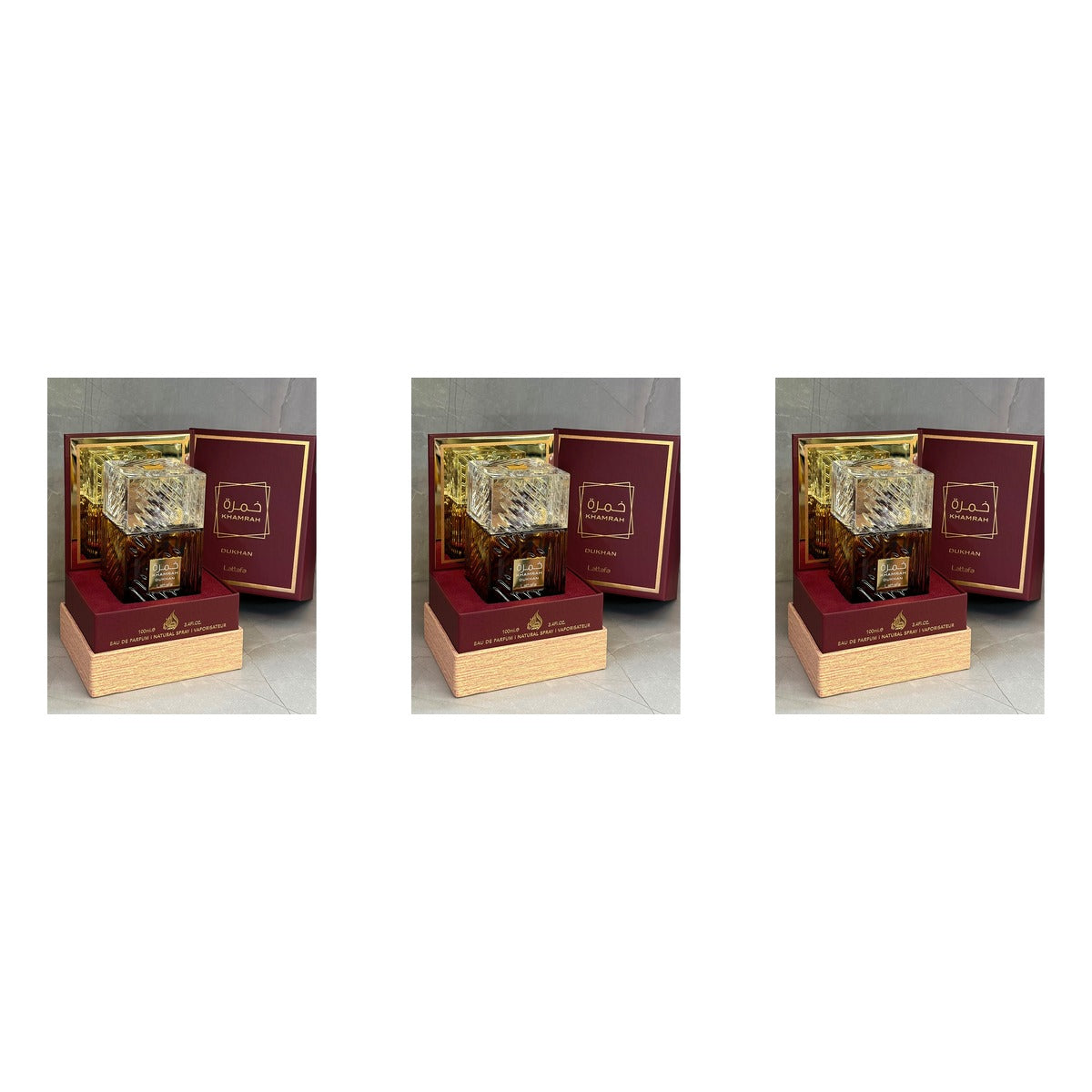 Lattafa Khamrah Dukhan Permufe EDP Long Lasting 100ml - Trio - 3 Bottles (20% OFF)